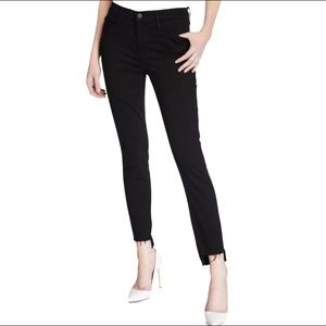 FRAME Denim Le Skinny de Jeanne Raw Stagger-Hem Jeans - Black - Size 25